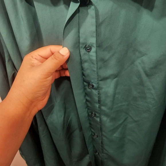 Women's LANE BRYANT Sz 26/28 bottom down long sleeve blouse green - Picture 7 of 10